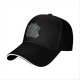 Black baseball cap with 'You Go Outdoors I Have Pizza And Movies' print