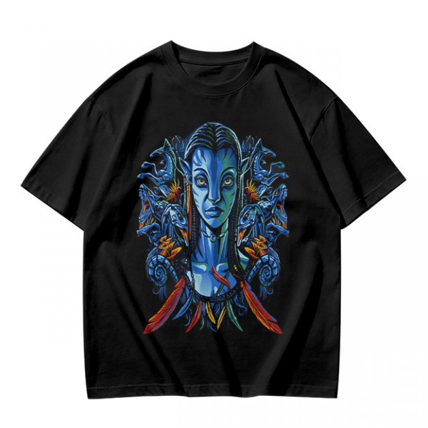Olive T-Shirt with Na'vi Character and Pandora Creatures Artwork