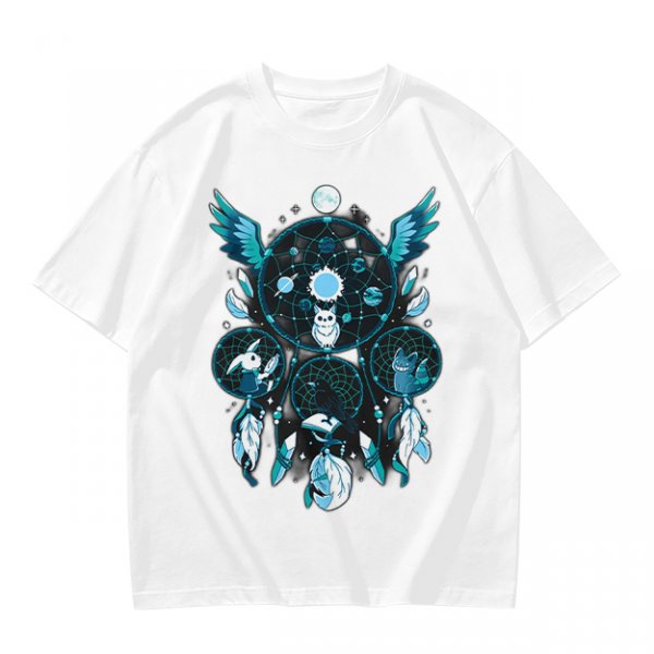 Olive T-Shirt With Celestial Dreamcatcher And Animal Artwork