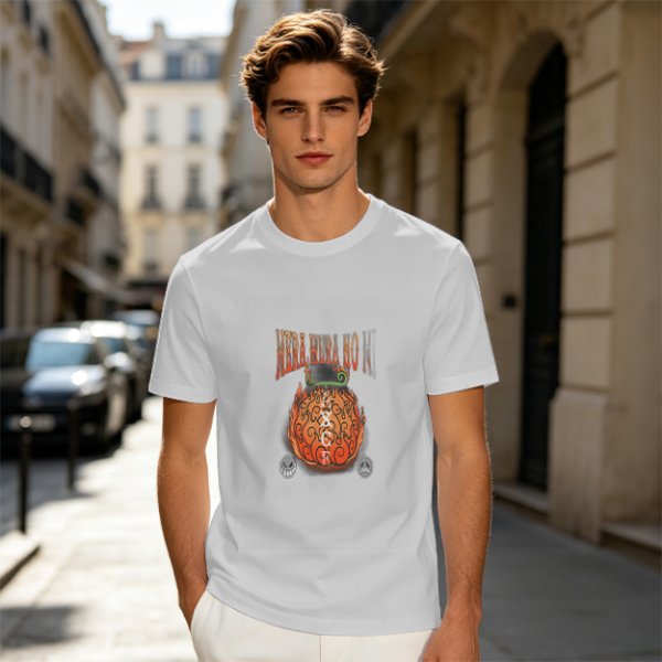 Olive T-Shirt with Flaming Devil Fruit Graphic Print