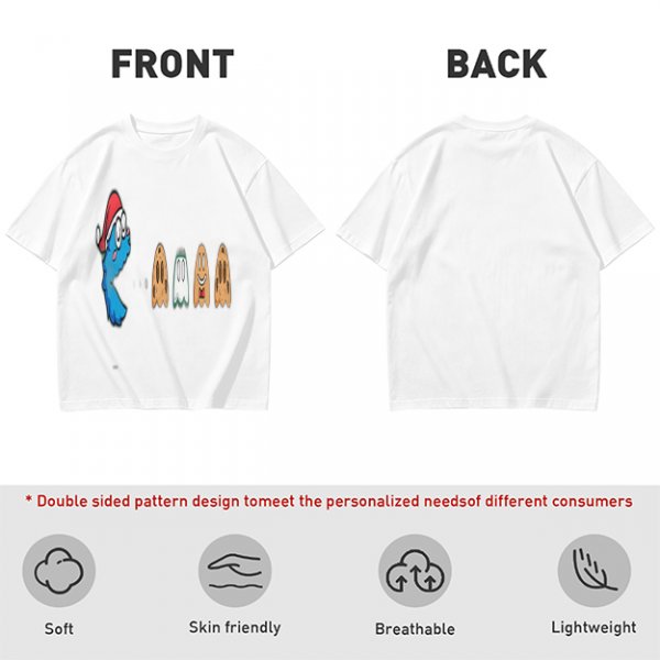 Olive T-Shirt With Blue Monster And Ghost Graphic Print