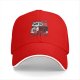 Black baseball cap with a tired raccoon office worker graphic