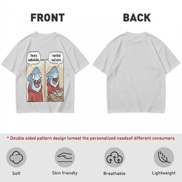 Shark seafood diet meme graphic t-shirt