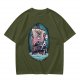 Olive T-shirt with One Piece Thousand Sunny Pirate Ship Print