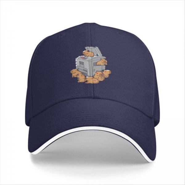 Black Baseball Cap With Capybaras On A Copier Print