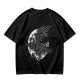 Olive Graphic T-Shirt with Mechanical Raven and Full Moon Print