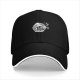 Black baseball cap with wizard pizza graphic print