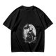Olive t-shirt with Totoro and small spirits under full moon print