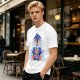 Olive T-shirt with Cute Penguin Drinking Boba Tea Print