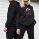 Black Hoodie With Dark Hooded Reaper Graphic And Flames