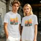Olive T-Shirt With Retro Sunset Fantasy Castle Graphic