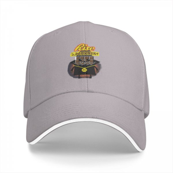 Black baseball cap with Rise Darkness block figure graphic