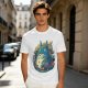 Olive T-Shirt with Whimsical Forest Spirit and Butterfly Print