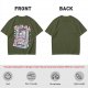 Olive green graphic t-shirt with cute handheld game kitchen art