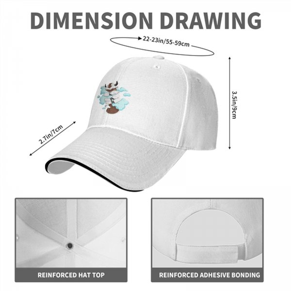 Black Baseball Cap With Appa From Avatar The Last Airbender Cloud Print