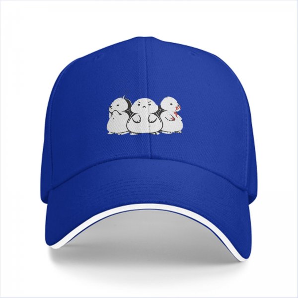 Black baseball cap with three stylized hamster graphic print