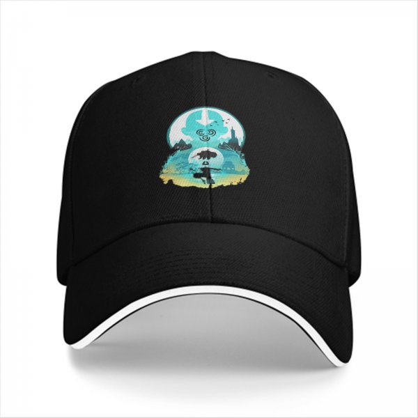Avatar Themed Black Baseball Cap With Airbender Artwork