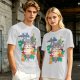 My Neighbor Totoro Graphic T-Shirt with Anime Characters and Leaves