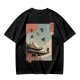 Olive T-Shirt with Ukiyo-e Style Ninja Temple Print