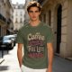 Coffee Makes Me Feel Less Murdery Graphic Olive T-Shirt
