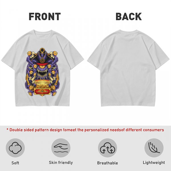 Olive T-Shirt With Pirate Beholder Monster And Treasure Chest Art