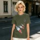 Olive T-Shirt With Melting Red White Blue Popsicle Print