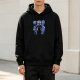 Black Hoodie With Blue Cartoon Creature Graphic Print