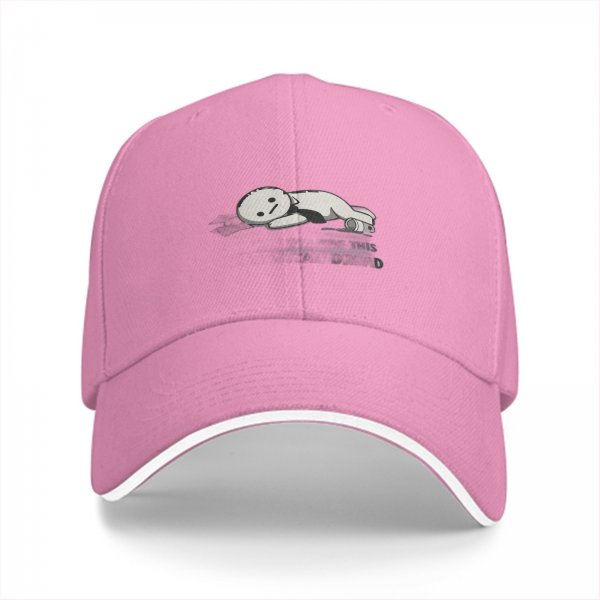 Black Baseball Cap With Tired Lying Cartoon Character Print