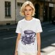 Olive T-shirt with Gothic Skull Teacup and Roses Print