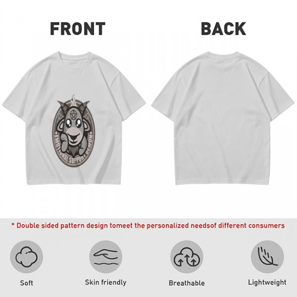 Olive T-Shirt With Cute Emotional Support Demon Goat Graphic