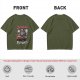 Olive green t-shirt with Trash Buddies raccoon possum and skunk graphic