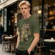 Olive Green T-Shirt With Detailed Monster Dragon Print