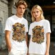 Olive Green T-Shirt with Retro Coffee Monster Graphic Print