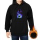 Black Hoodie With Glowing Purple And Blue Fantasy Graphic Print