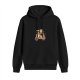 Black Hoodie With Cartoon Cat Riding Scooter Graphic