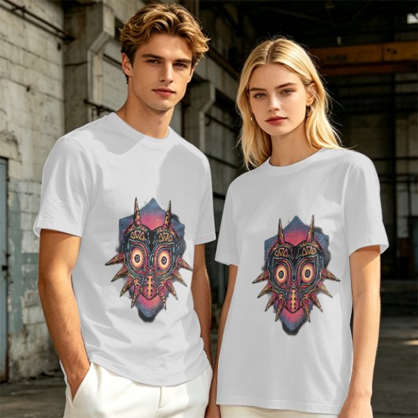 Olive Green T-Shirt With Majora's Mask Graphic Print
