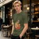 Olive T-shirt with Chibi Anime Characters in Takeout Box