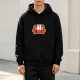 Black hoodie with cute ghosts sitting on red couch graphic