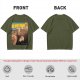 Olive T-Shirt With Surreal Cat Art Print
