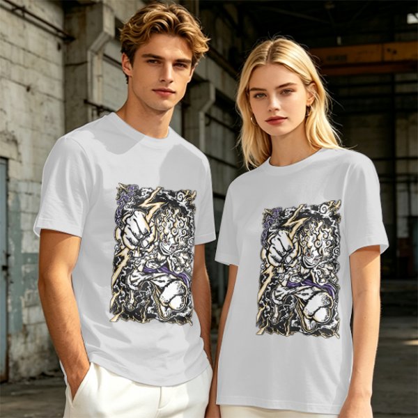 Olive Anime Graphic T-Shirt With Fist And Lightning Artwork