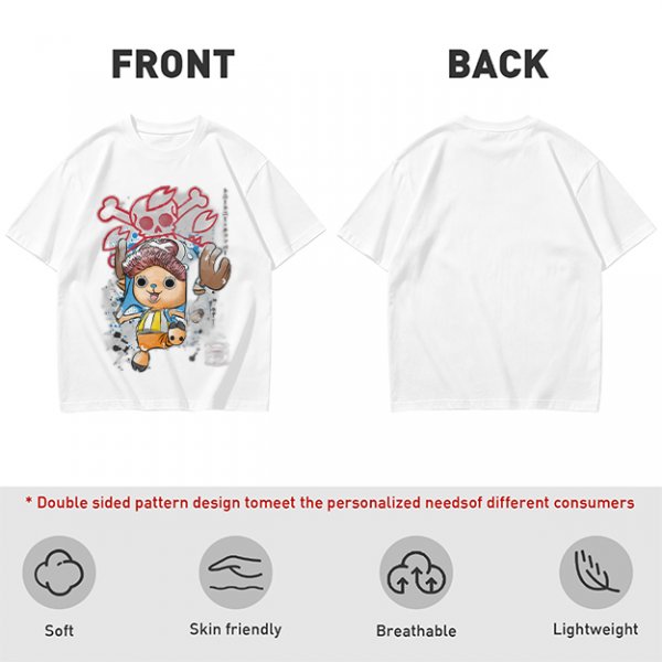 Olive T-Shirt with One Piece Tony Tony Chopper Pirate Skull Print