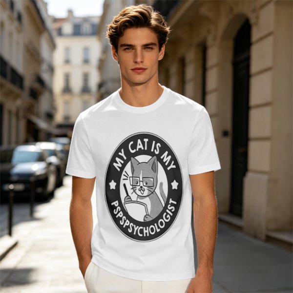 My Cat Is My Pspsychologist Funny Graphic T-Shirt