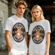 Olive t-shirt with black magic black coffee goat graphic print