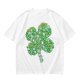 Olive Green T-Shirt With St. Patrick's Day Four-Leaf Clover Art