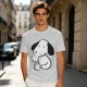 Olive Green T-Shirt With Cartoon Dog Holding Hot Drink Graphic