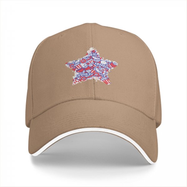 Black Baseball Cap With Patriotic Star Freedom Bravery Print