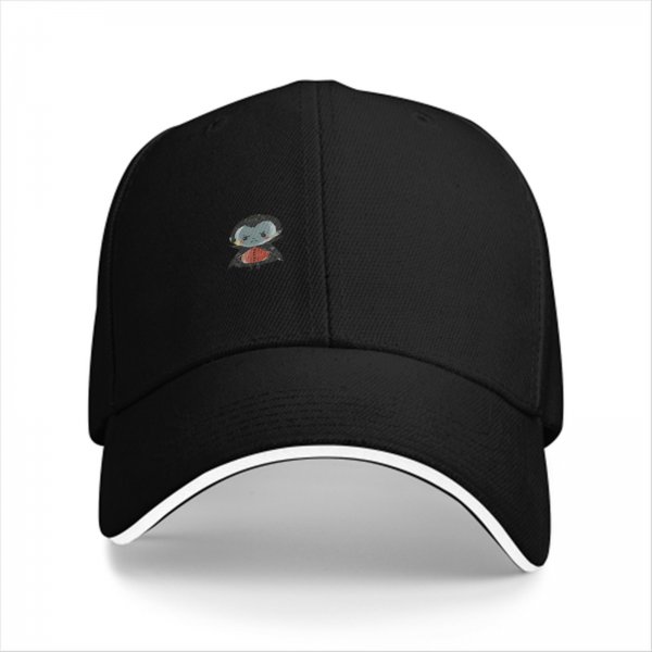 Black baseball cap with cute vampire bat graphic