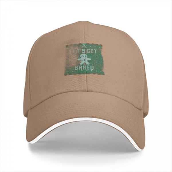Black Baseball Cap With 'Let's Get Baked' Gingerbread Christmas Print