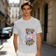 Olive t-shirt with funny pigeon pizza 'Give me food or I will poop' print