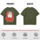 Olive T-Shirt with Cute Ghosts on Red Armchair Graphic